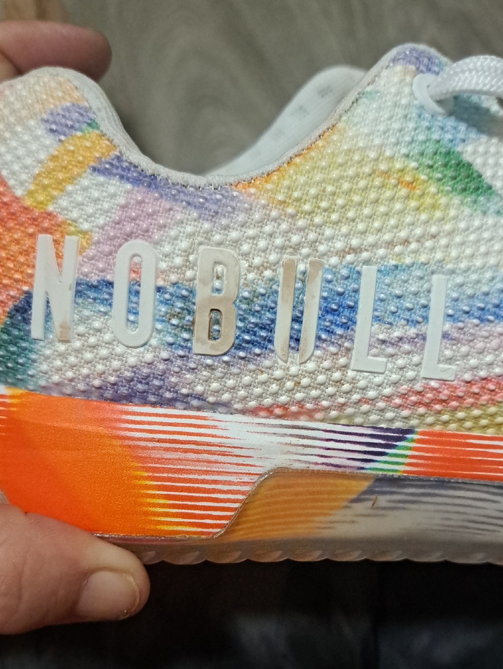 NOBULL White Johnny Pride Trainers with Rainbow Accents - Picture 5 of 5